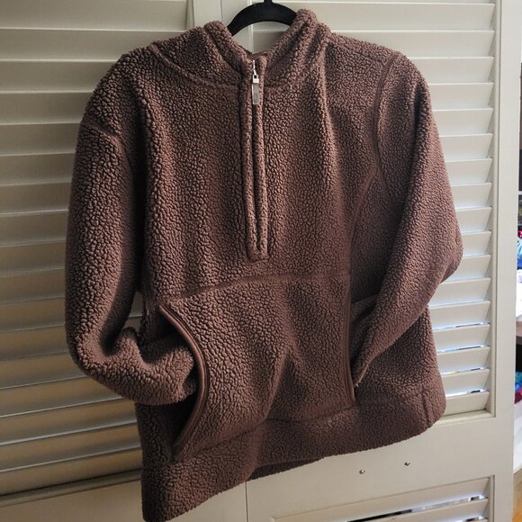 Half Zip Brown Teddy Sherpa Levelwear Canada Medium - Picture 1 of 4